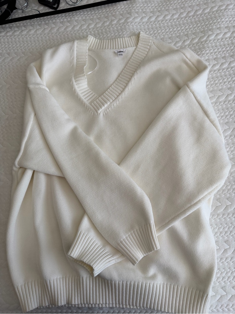 Garage Women's V-Neck Sweater in Cream